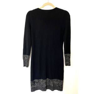 Ann Taylor Womens Colorblock Black Gold Trim Knit Long Sleeve Fitted Dress Sz SP